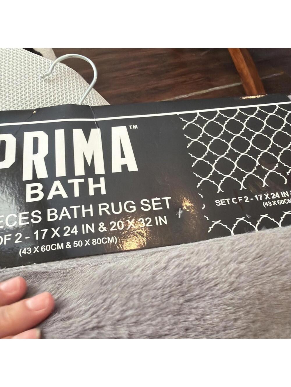 Prima Bath 2-Piece Bath Rug Set Gray Ultra Soft Plush Faux Fur Bathroom Mats NEW